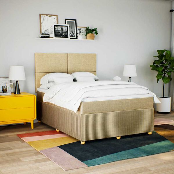 vidaXL &Kappa;&rho;&epsilon;&beta;ά&tau;&iota; Boxspring &mu;&epsilon; &Sigma;&tau;&rho;ώ&mu;&alpha; &Kappa;&rho;&epsilon;&mu; 140x190 &epsilon;&kappa;. &Upsilon;&phi;&alpha;&sigma;&mu;ά&tau;&iota;&nu;&omicron;