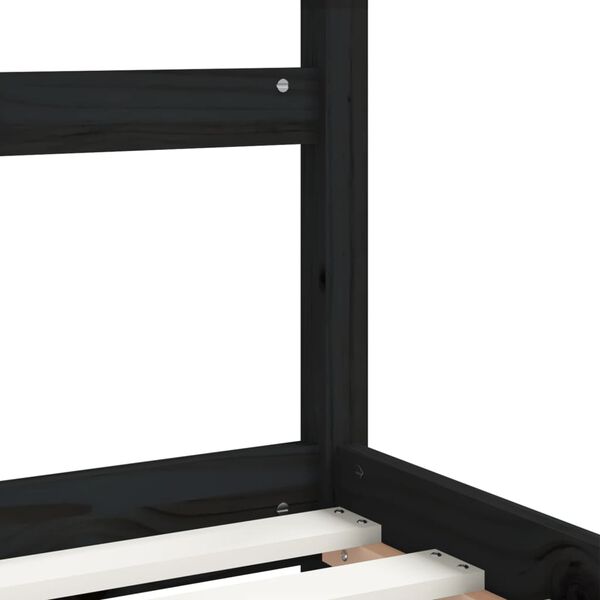 vidaXL Πλαίσιο Παιδικού Κρεβατιού Μαύρο 90 x 190 εκ. Μασίφ Ξύλο Πεύκου