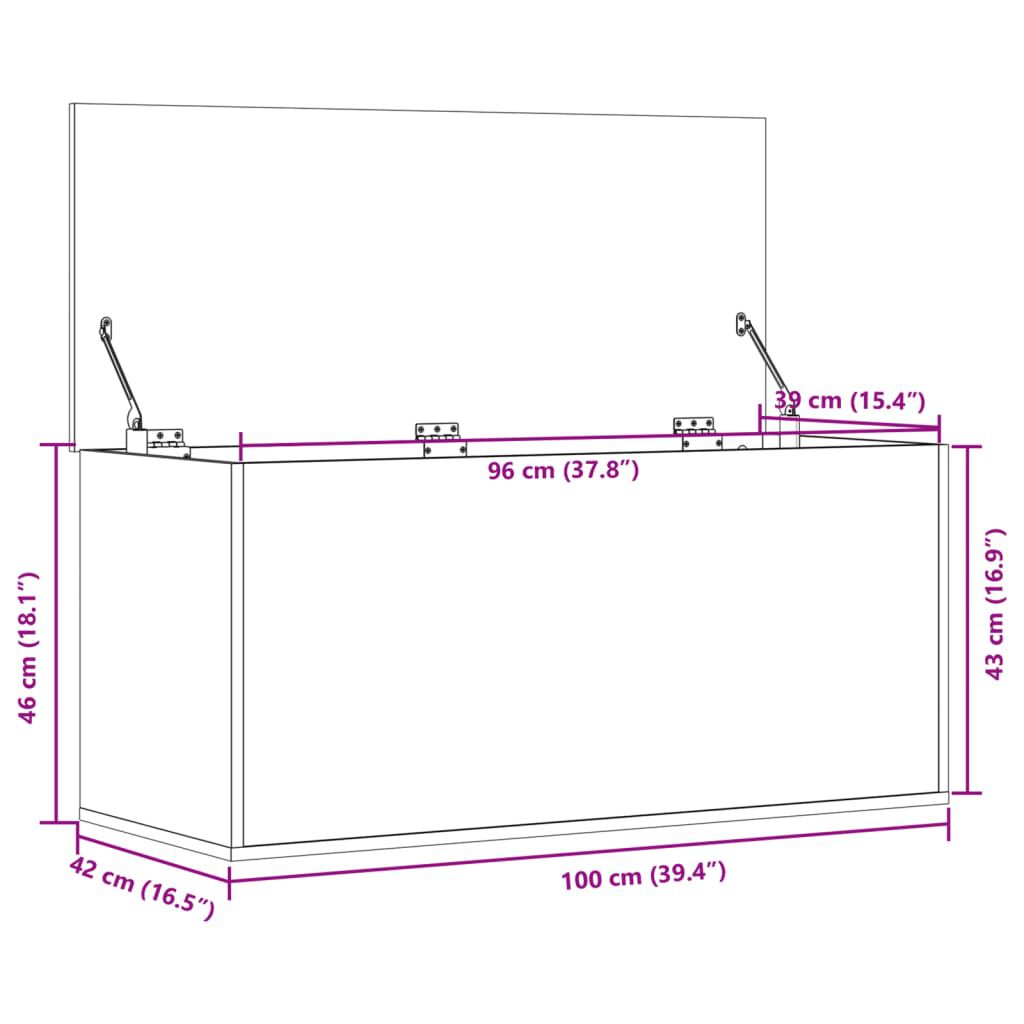vidaXL Κουτί Αποθήκευσης Καφέ δρυς 100x42x46 εκ. Επεξεργασμένο Ξύλο