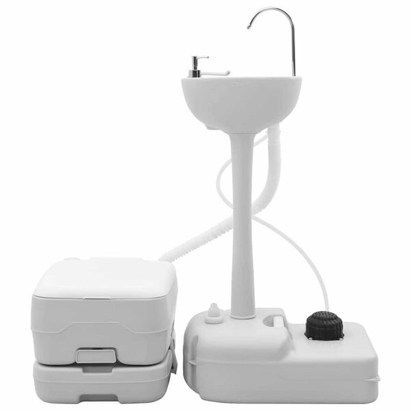 vidaXL Τουαλέτα Κάμπινγκ 2 pcs Γκρι και Λευκό 50.5 x 33 x 103 εκ