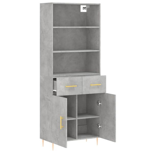 vidaXL Ντουλάπι Γκρι Σκυροδέματος 69,5x34x180 εκ. Επεξεργασμένο Ξύλο