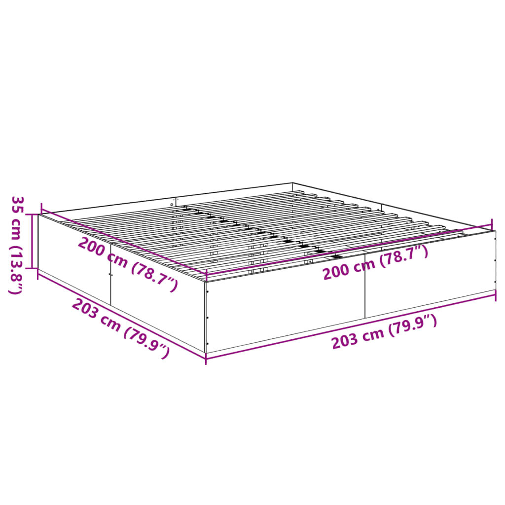 vidaXL Πλαίσιο Κρεβατιού Sonoma Δρυς 200x200 εκ. Επεξεργασμένο Ξύλο