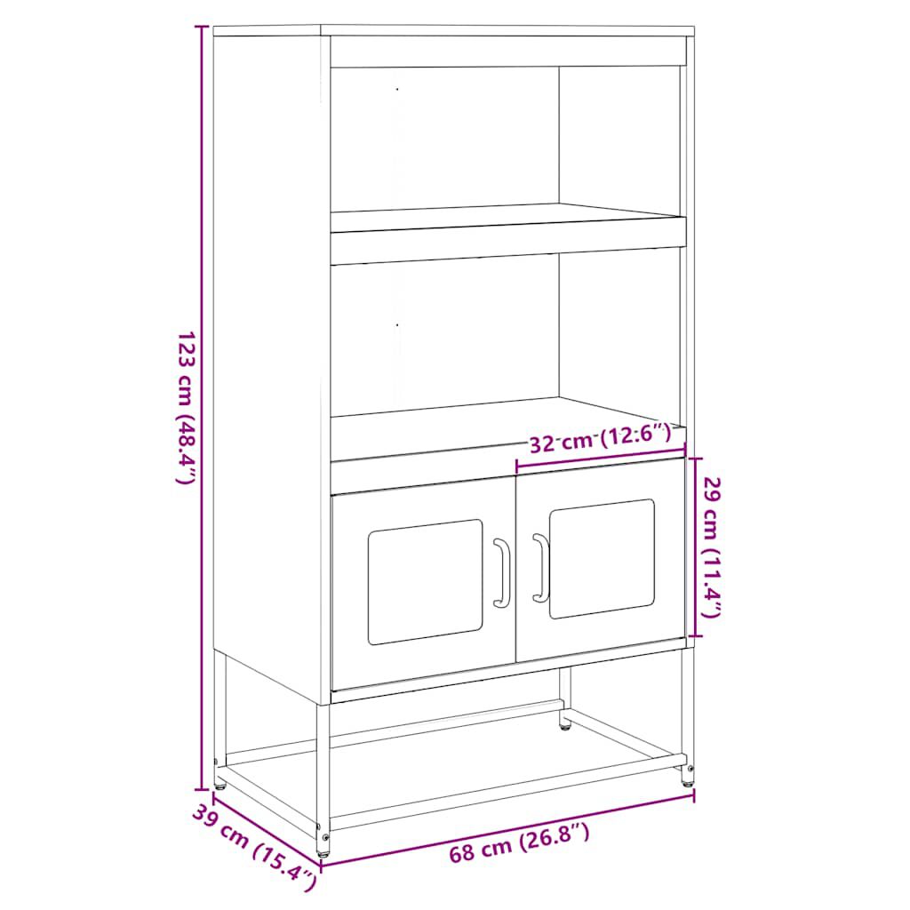 vidaXL Highboard Ροζ 68x39x123 cm Ατσάλι