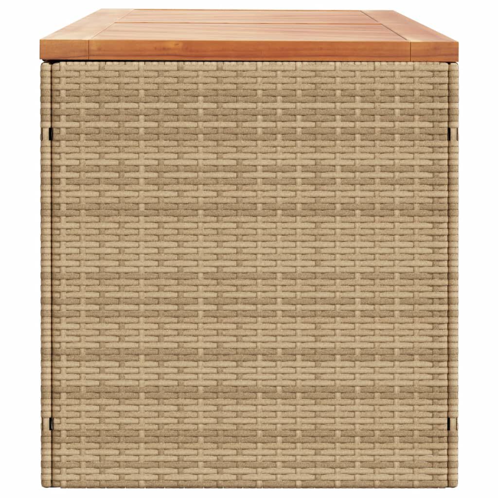 vidaXL Κουτί Αποθ. Κήπου Μπεζ 220x50x54 εκ. Συνθ. Ρατάν/Μασίφ Ακακία