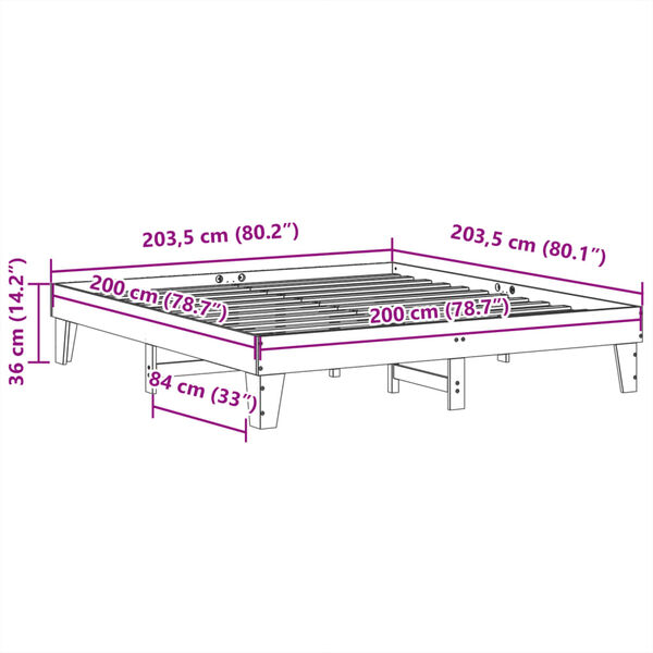 vidaXL Σκελετός Κρεβ. Χωρίς Στρώμα Λευκό 200x200 εκ Μασίφ Πεύκο