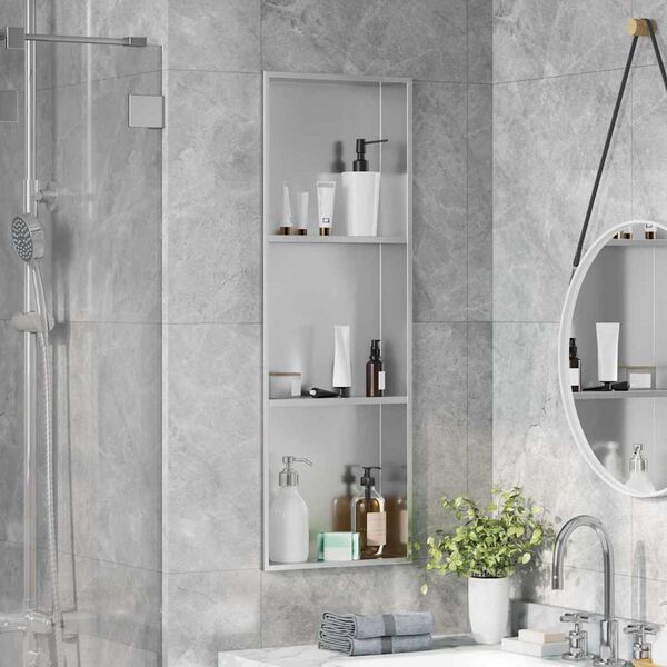 vidaXL Νίτσα Μπάνιου Ασημί 90 x 30 x 9.5 εκ. Ανοξείδωτο ατσάλι