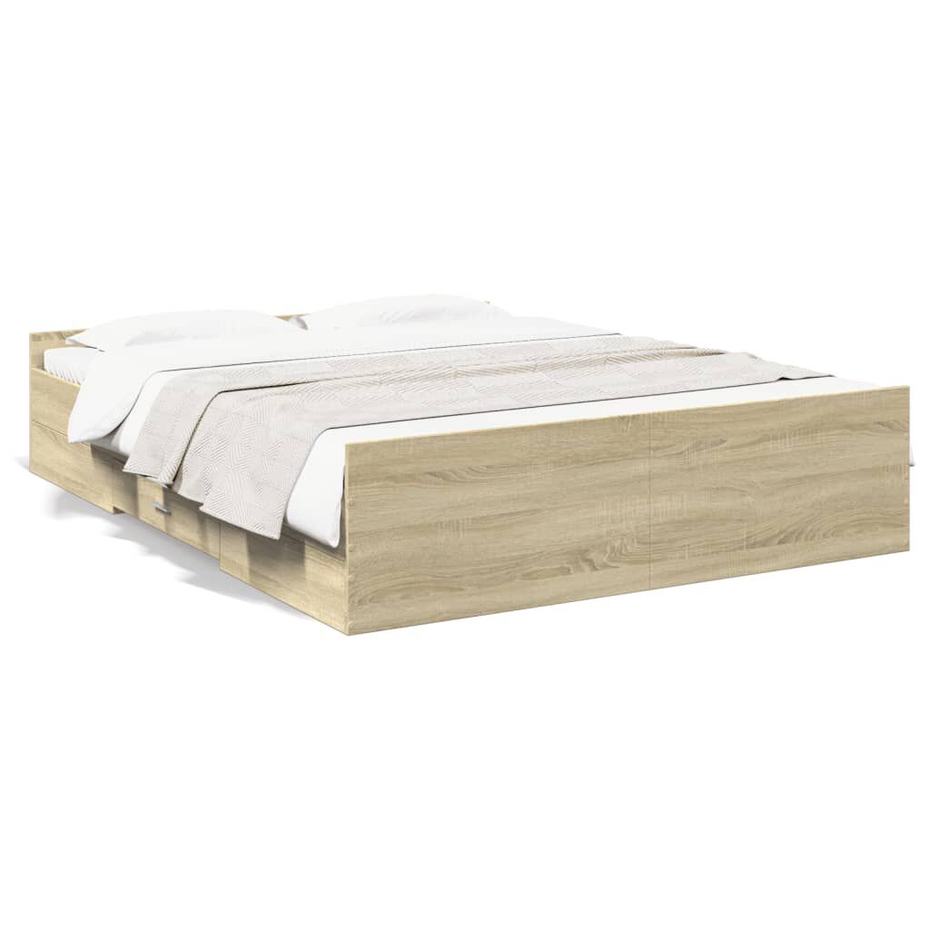 vidaXL Πλαίσιο Κρεβατιού με συρτάρια Sonoma Δρυς 140x200εκ. Επεξ. Ξύλο