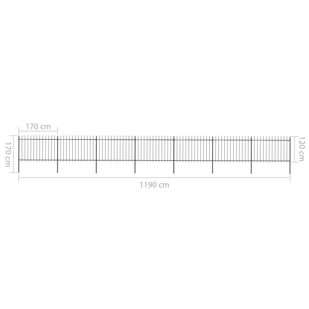 vidaXL Κάγκελα Περίφραξης με Λόγχες Μαύρα 11,9 x 1,2 μ. από Χάλυβα