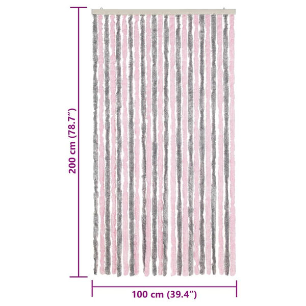 vidaXL Σήτα Εντόμων Ασημί Γκρι / Ροζ 100 x 200 εκ. από Σενίλ