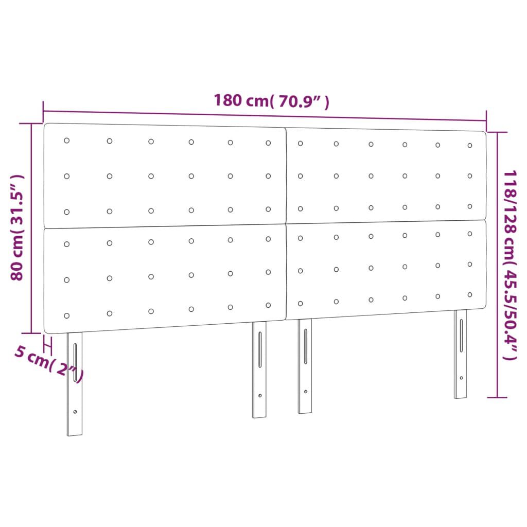 vidaXL Κεφαλάρια Κρεβατιού 4 τεμ. Μαύρο 90x5x78/88 εκ. Βελούδινο