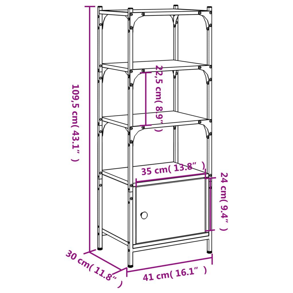 vidaXL Βιβλιοθήκη 3 Επιπέδων Μαύρη 41 x 30 x 109,5 εκ. Επεξεργ. Ξύλο