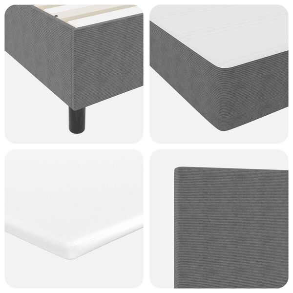 vidaXL Κρεβάτι με Βάση και Στρώμα & Φως LED Γκρι 140x200 cm Ύφασμα Κορδούρα