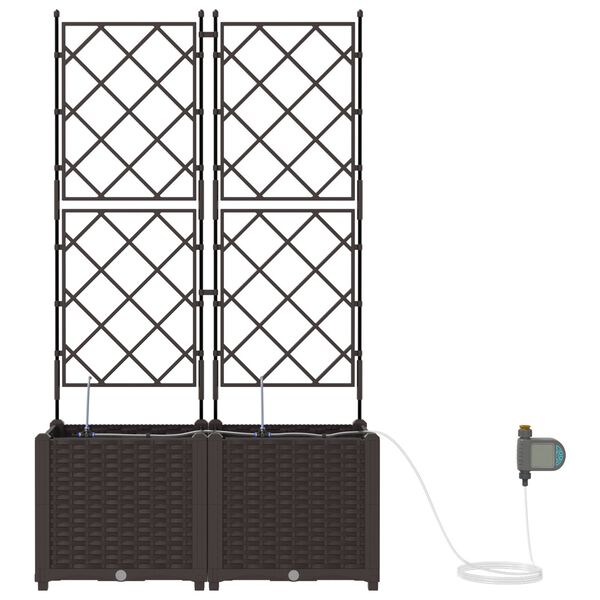 vidaXL Γλάστρες Κήπου 1 τεμ Καφασωτό Καφέ 80 x 40 x 142 cm Πλαστικό