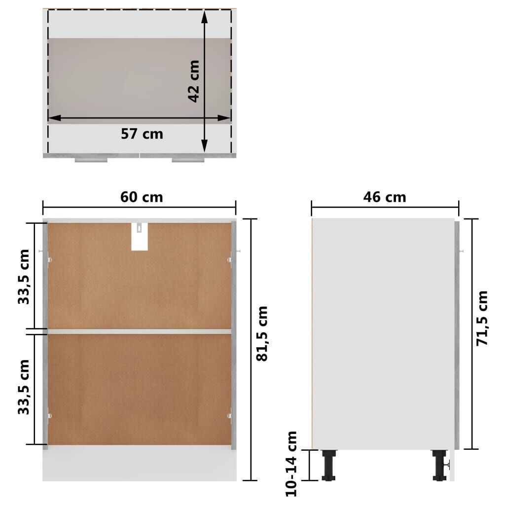 vidaXL Ντουλάπι Δαπέδου Lyon Γκρι Σκυροδέματος 60x46x81,5εκ.