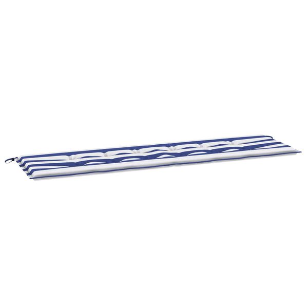 vidaXL Μαξιλάρι Παγκάκι Κήπου Striped Μπλε και λευκό 180 x 50 x 4 cm
