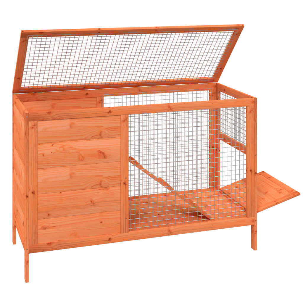 vidaXL Κλουβί Κουνελιών Καφέ 103 x 44 x 69,5 εκ. Μασίφ Ξύλο Πεύκου