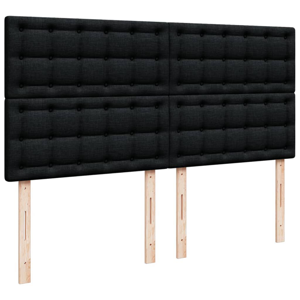 vidaXL Κρεβάτι Boxspring με Στρώμα Μαύρο 200x200 εκ. Υφασμάτινο