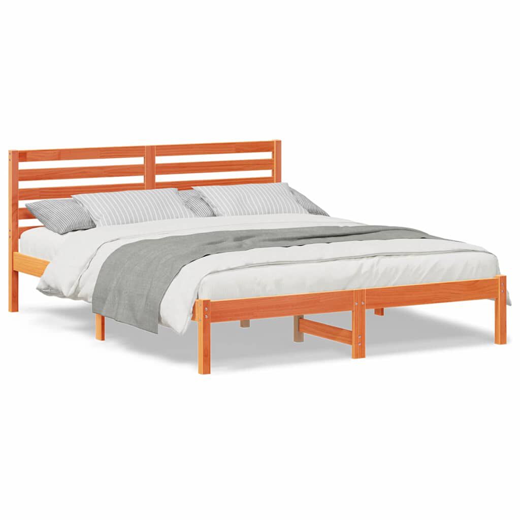 vidaXL Σκελετός Κρεβατιού Καφέ κεριού 160 x 200 cm Μασίφ ξύλο πεύκου