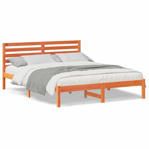 vidaXL Σκελετός Κρεβατιού Καφέ κεριού 160 x 200 cm Μασίφ ξύλο πεύκου