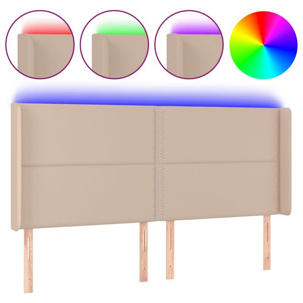 vidaXL Κεφαλάρι Κρεβατιού LED Καπουτσίνο 183x16x118/128 εκ