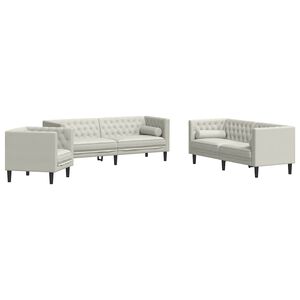 vidaXL &Sigma;&epsilon;&tau; &Kappa;&alpha;&nu;&alpha;&pi;έ&delta;&omega;&nu; Chesterfield 3 &Tau;&epsilon;&mu;&alpha;&chi;ί&omega;&nu; &mu;&epsilon; &Beta;ά&sigma;&epsilon;&iota;&sigmaf;, &Kappa;&rho;&epsilon;&mu; &Beta;&epsilon;&lambda;&omicron;ύ&delta;&iota;&nu;&omicron;