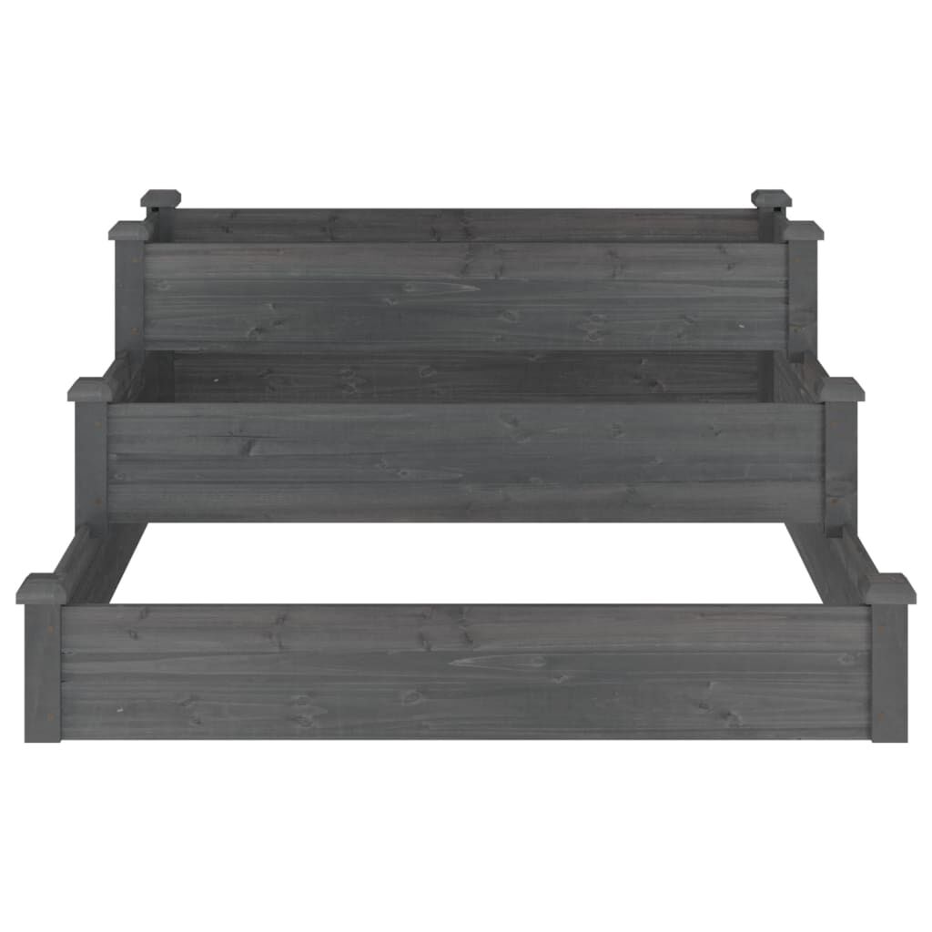 vidaXL Ζαρντινιέρα Υπερυψωμένη Γκρι 120x120x56 εκ. Μασίφ Ξύλο Ελάτης