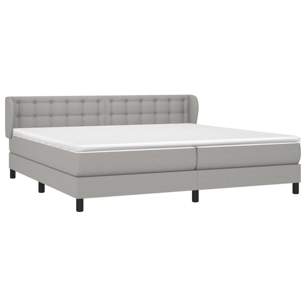 vidaXL Κρεβάτι Boxspring με Στρώμα Ανοιχτό Γκρι 200x200 εκ. Υφασμάτινο