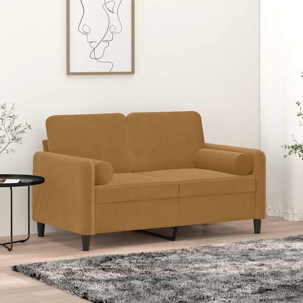 vidaXL Μαξιλάρια Διακοσμητικά 2 τεμ. Καφέ Ø15x50 εκ. Βελούδινα