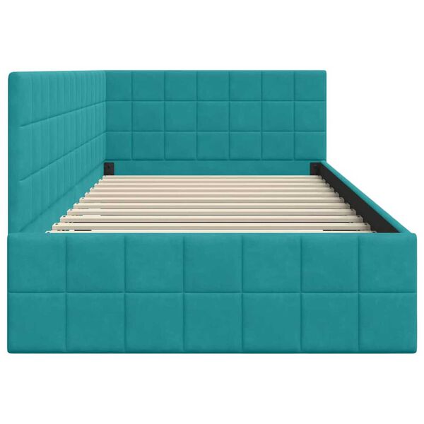 vidaXL Κρεβάτι Γωνίας με κεφαλάρι Τιρκουάζ 90 x 190 cm Βελούδο