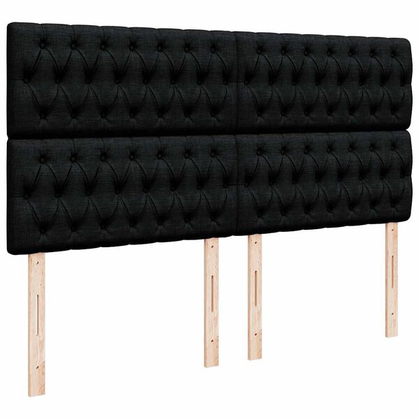 vidaXL Οθωμανικό κρεβάτι με στρώματα & LEDs Μαύρο 180x200cm Velvet
