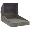vidaXL Ξαπλώστρα με Πτυσσόμενη Οροφή Γκρι 200x114x128 εκ. Συνθ. Ρατάν