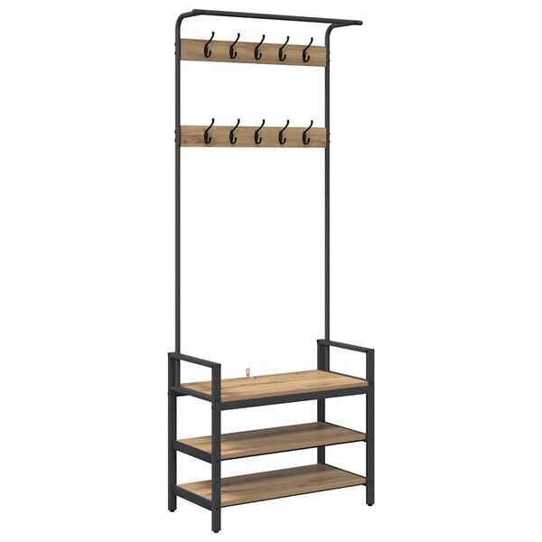 vidaXL Κρεμάστρα Άλλο artisan δρυς 75 x 34 x 184 εκ Επεξεργασμένο ξύλο