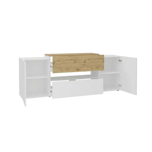 FMD Έπιπλο Τηλεόρασης/Hi-Fi Λευκό και Artisan Δρυς 182x33x70,2 εκ.