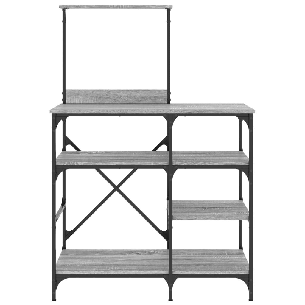 vidaXL Ραφιέρα Κουζίνας Γκρι Sonoma 90x40x132 εκ. Επεξ. Ξύλο/Μέταλλο