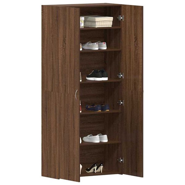 vidaXL Ντουλάπα Παπουτσιών Καφέ 80 x 35.5 x 180 εκ Επεξεργασμένο ξύλο