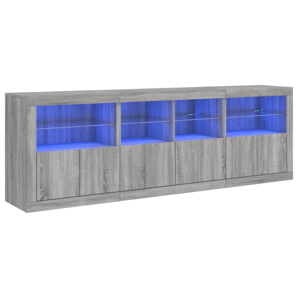 vidaXL Μπουφές με LED Γκρι Sonoma 202 x 37 x 67 εκ.