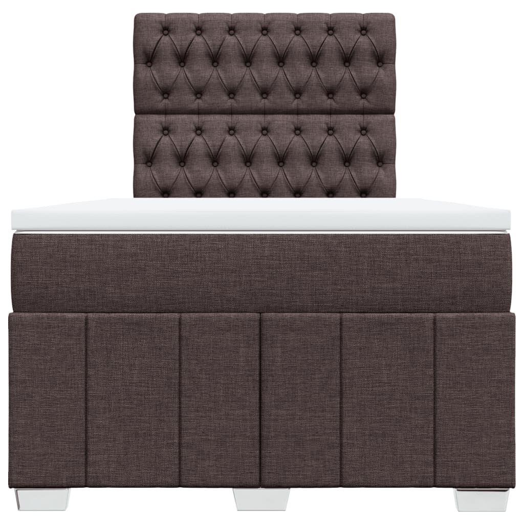 vidaXL Κρεβάτι Boxspring με Στρώμα Σκούρο Καφέ 120x190 εκ Υφασμάτινο