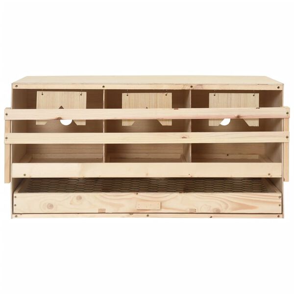 vidaXL Φωλιά για Κότες με 3 Θέσεις 72x33x38 εκ. από Μασίφ Ξύλο Πεύκου