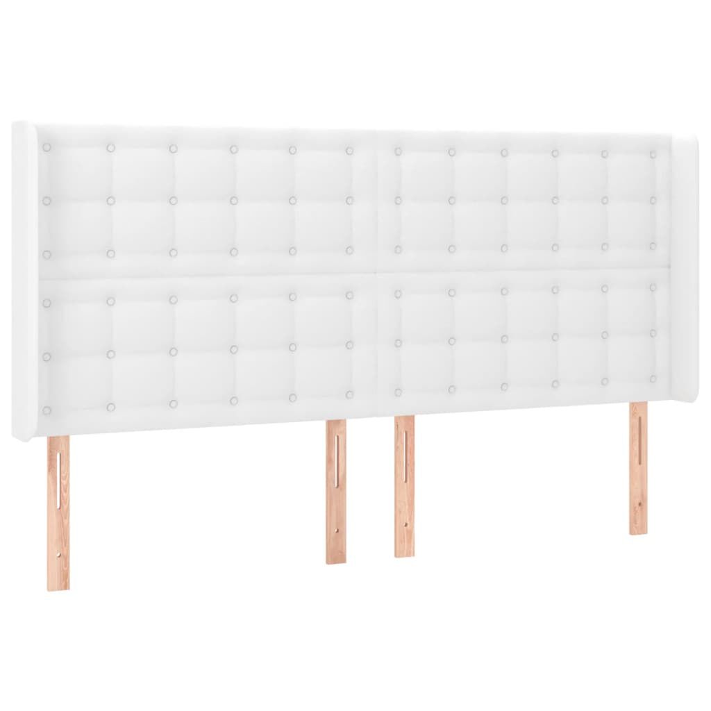 vidaXL Κεφαλάρι Κρεβατιού LED Λευκό 163x16x118/128 εκ. Συνθετ. Δέρμα