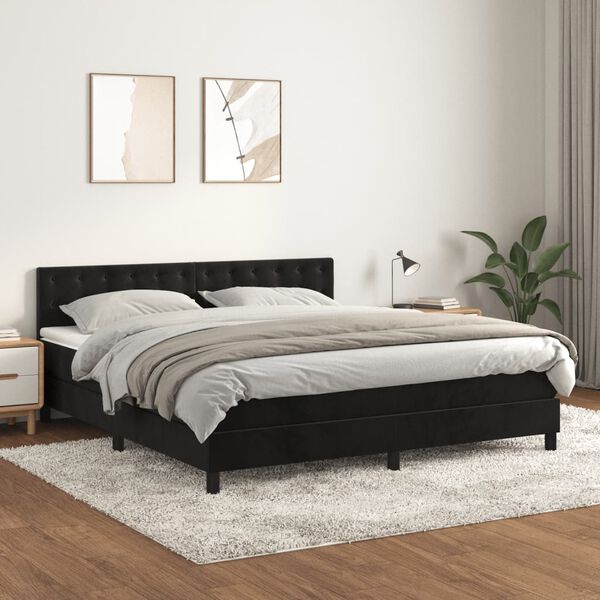 vidaXL &Kappa;&rho;&epsilon;&beta;ά&tau;&iota; Boxspring &mu;&epsilon; &Sigma;&tau;&rho;ώ&mu;&alpha; &Mu;&alpha;ύ&rho;&omicron; 160x200 &epsilon;&kappa;. &Beta;&epsilon;&lambda;&omicron;ύ&delta;&iota;&nu;&omicron;