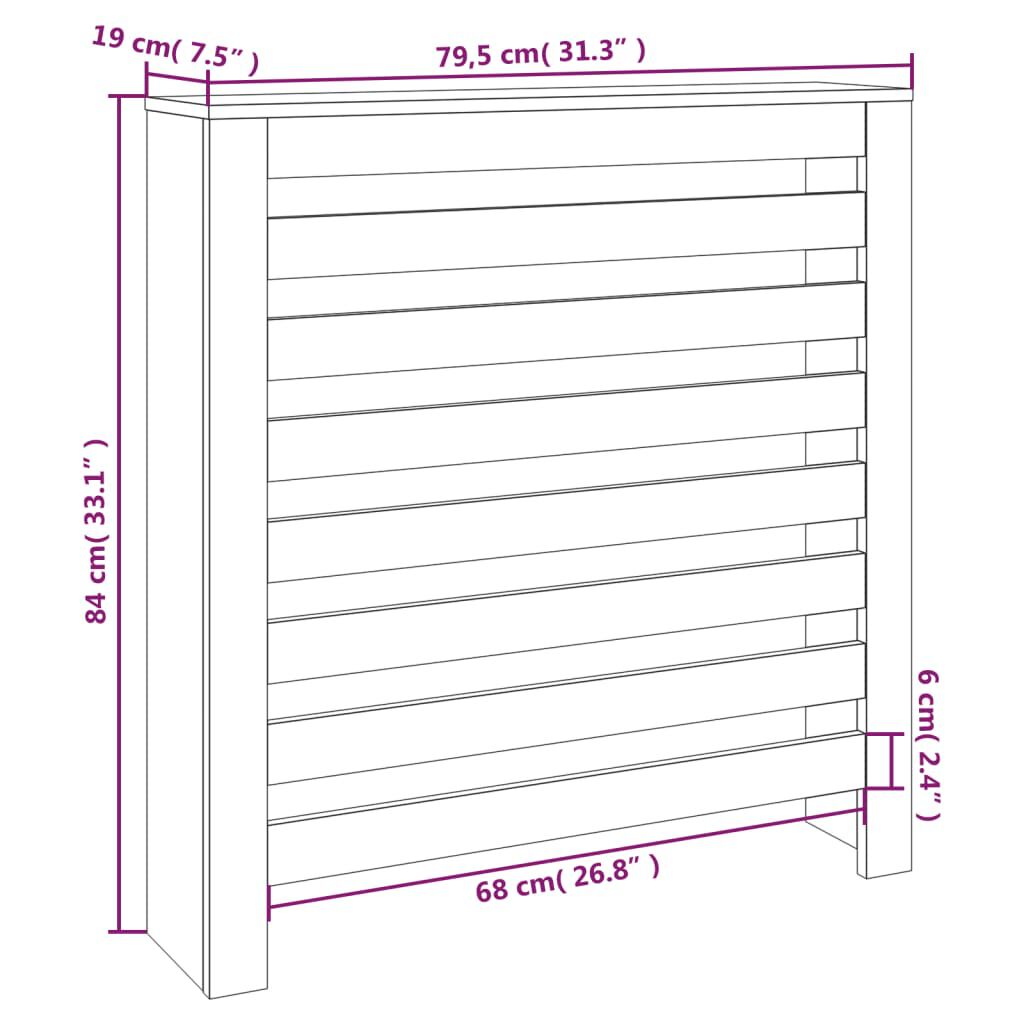 vidaXL Κάλυμμα Καλοριφέρ Λευκό 79,5x19x84 εκ. από Μασίφ Ξύλο Πεύκου
