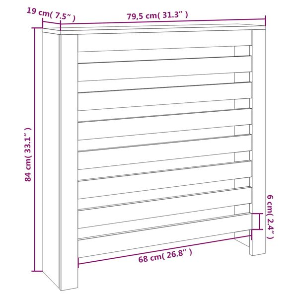 vidaXL Κάλυμμα Καλοριφέρ Λευκό 79,5x19x84 εκ. από Μασίφ Ξύλο Πεύκου