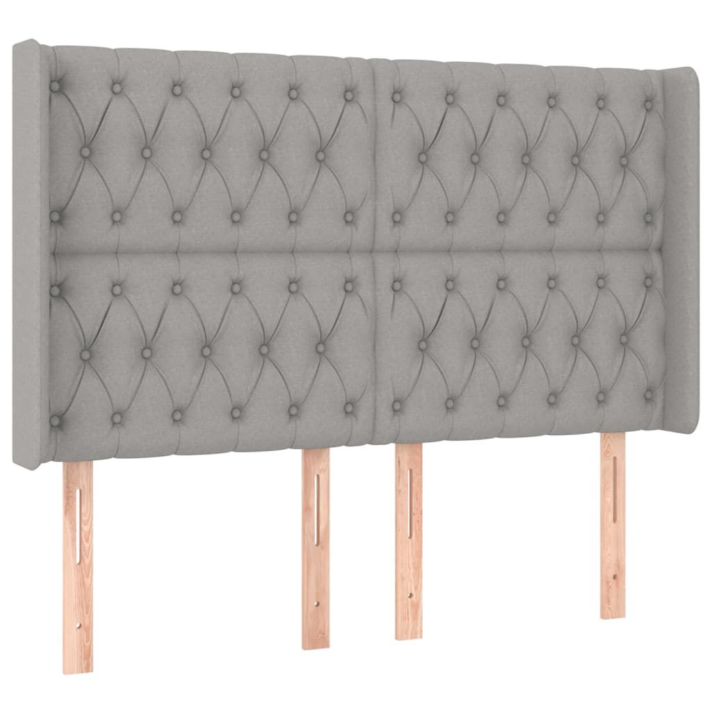 vidaXL Κρεβάτι Boxspring με Στρώμα & LED Αν.Γκρι 140x200εκ. Υφασμάτινο
