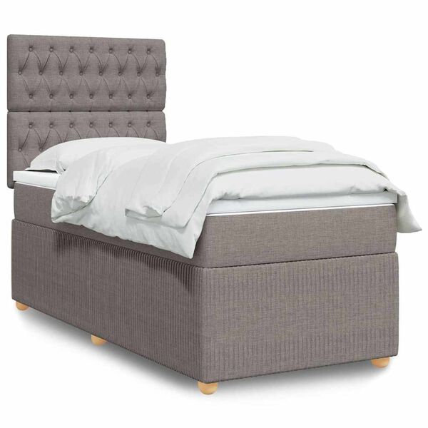 vidaXL &Kappa;&rho;&epsilon;&beta;ά&tau;&iota; Boxspring &mu;&epsilon; &Sigma;&tau;&rho;ώ&mu;&alpha; Taupe 80x200 &epsilon;&kappa;. &Upsilon;&phi;&alpha;&sigma;&mu;ά&tau;&iota;&nu;&omicron;