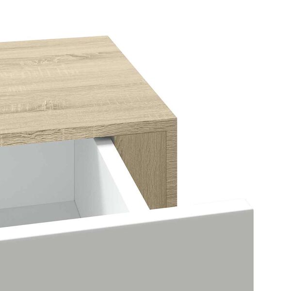 vidaXL Ράφι Επιτοίχιο με Συρτάρι Δρυς/Λευκό 60 x 23,5 x 10 εκ. από MDF