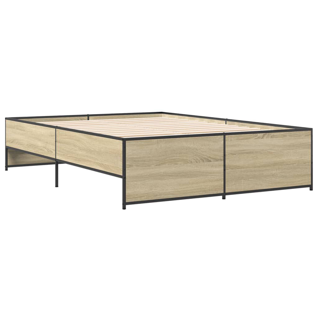 vidaXL Πλαίσιο Κρεβατιού Sonoma Δρυς 120x190 εκ. Επεξ. Ξύλο & Μέταλλο