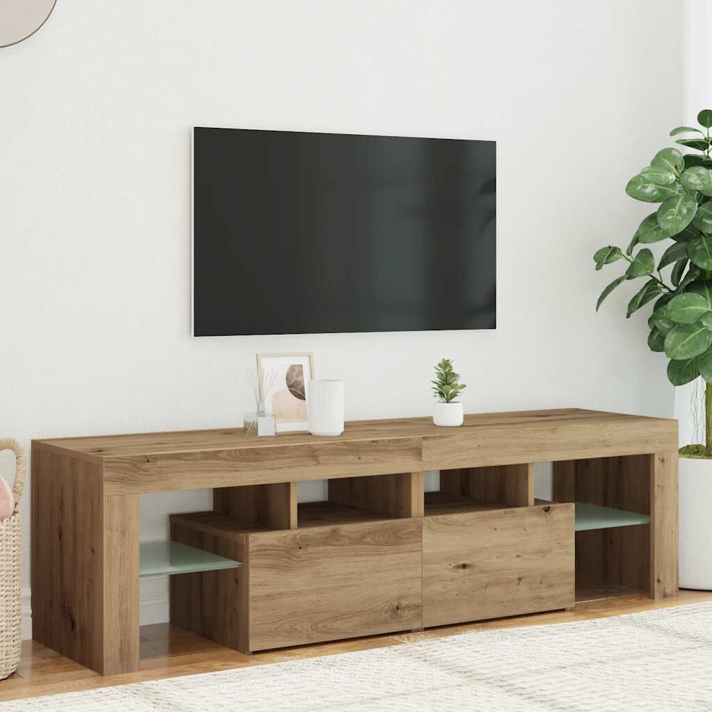 vidaXL Έπιπλο Τηλεόρασης με LED Αρτισιανή Δρυς 140x36,5x40εκ Επεξ.Ξύλο
