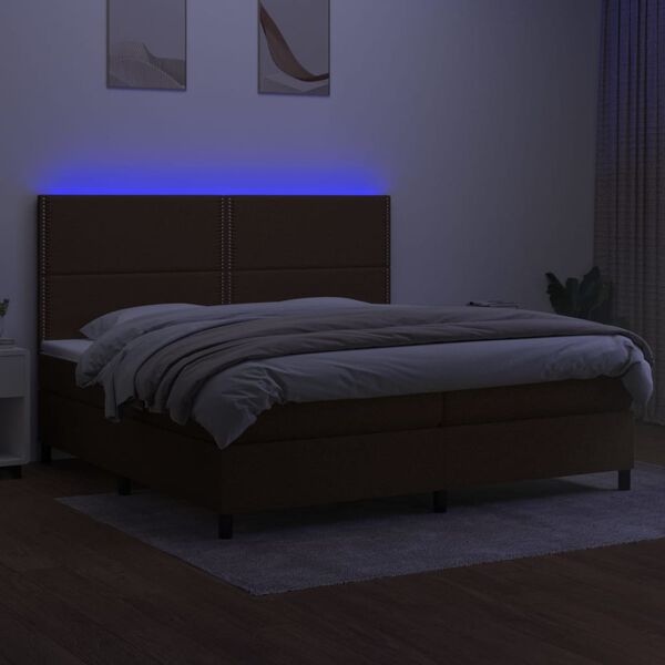 vidaXL &Kappa;&rho;&epsilon;&beta;ά&tau;&iota; Boxspring &mu;&epsilon; &Sigma;&tau;&rho;ώ&mu;&alpha; & LED &Sigma;&kappa;.&Kappa;&alpha;&phi;έ 200x200&epsilon;&kappa;. &Upsilon;&phi;&alpha;&sigma;&mu;ά&tau;&iota;&nu;&omicron;