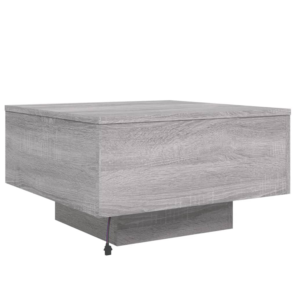 vidaXL Τραπεζάκι Σαλονιού με Φώτα LED Γκρι Sonoma 55x55x31 εκ.