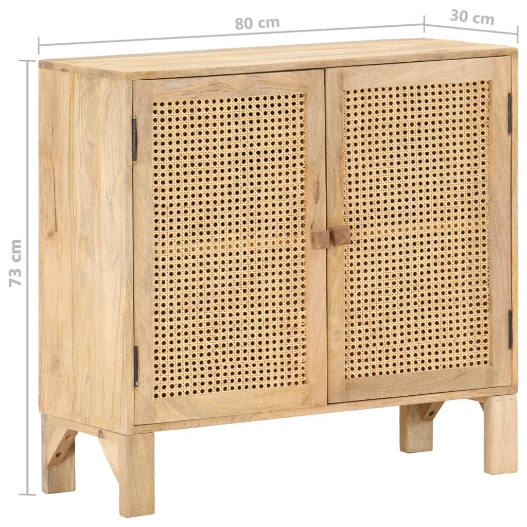 vidaXL Ντουλάπι 80x30x73 εκ. Μασίφ Ξύλο Μάνγκο και Φυσικό Ζαχαροκάλαμο